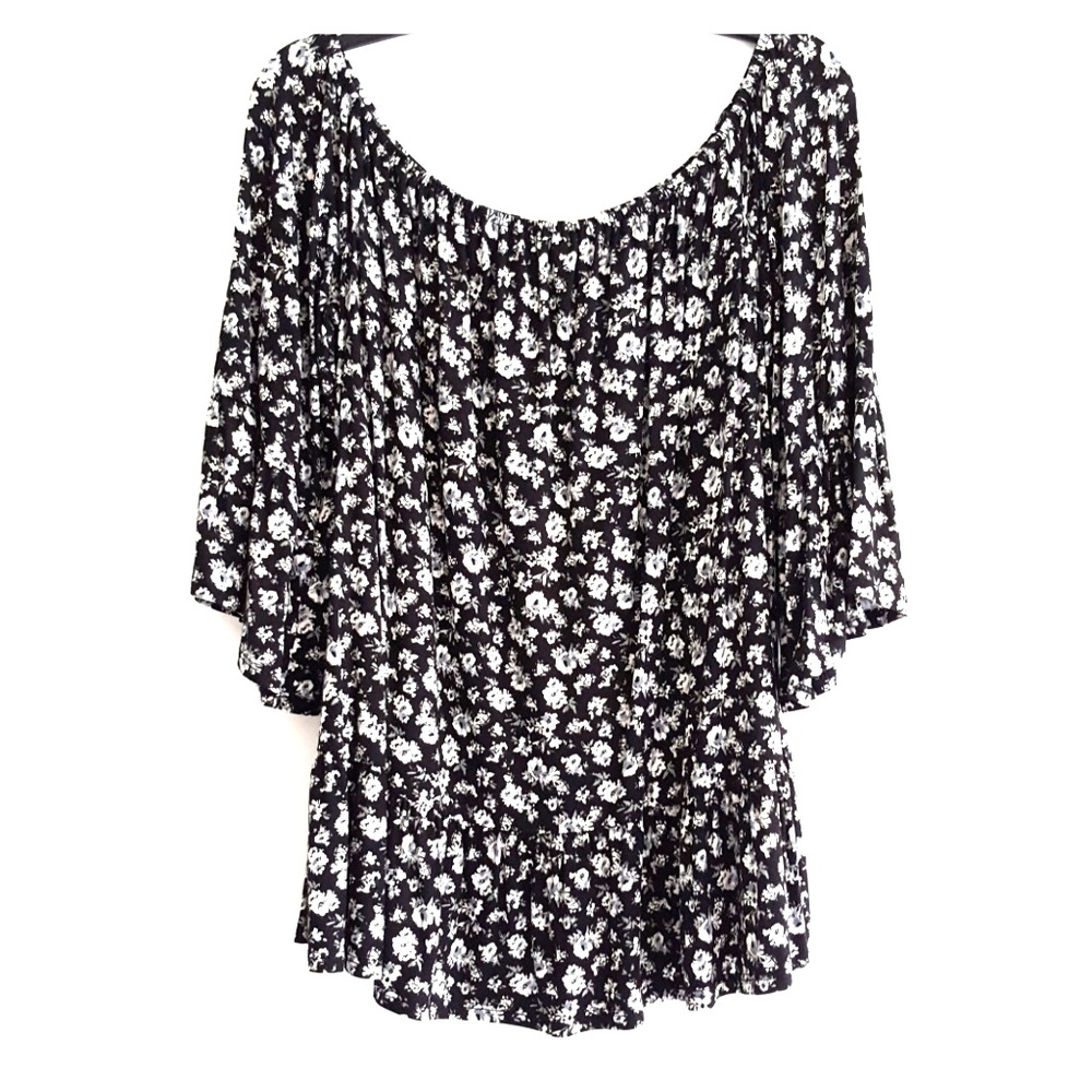 Off shoulder flutter sleeve knit top